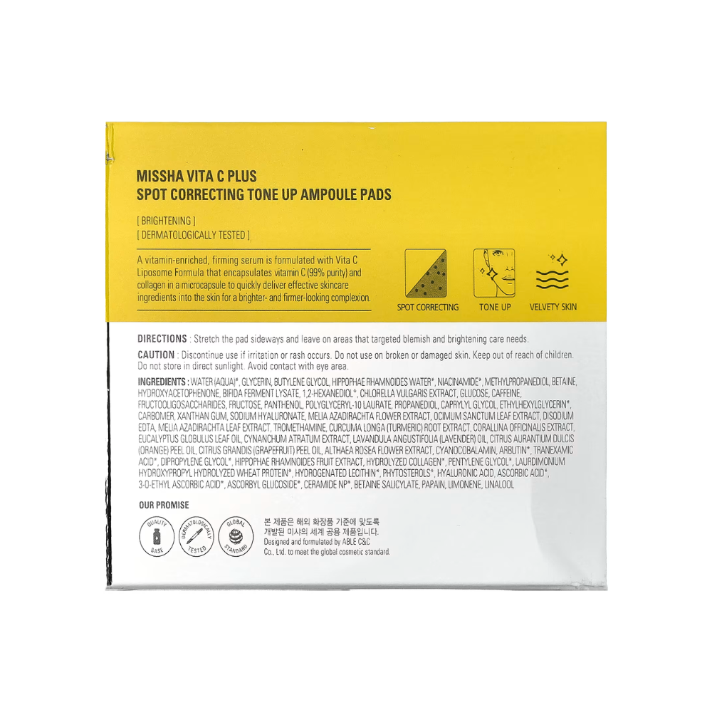 MISSHA Vita C Plus Blemish-C Tone-Up Ampoule Pads 210G (80 hojas)