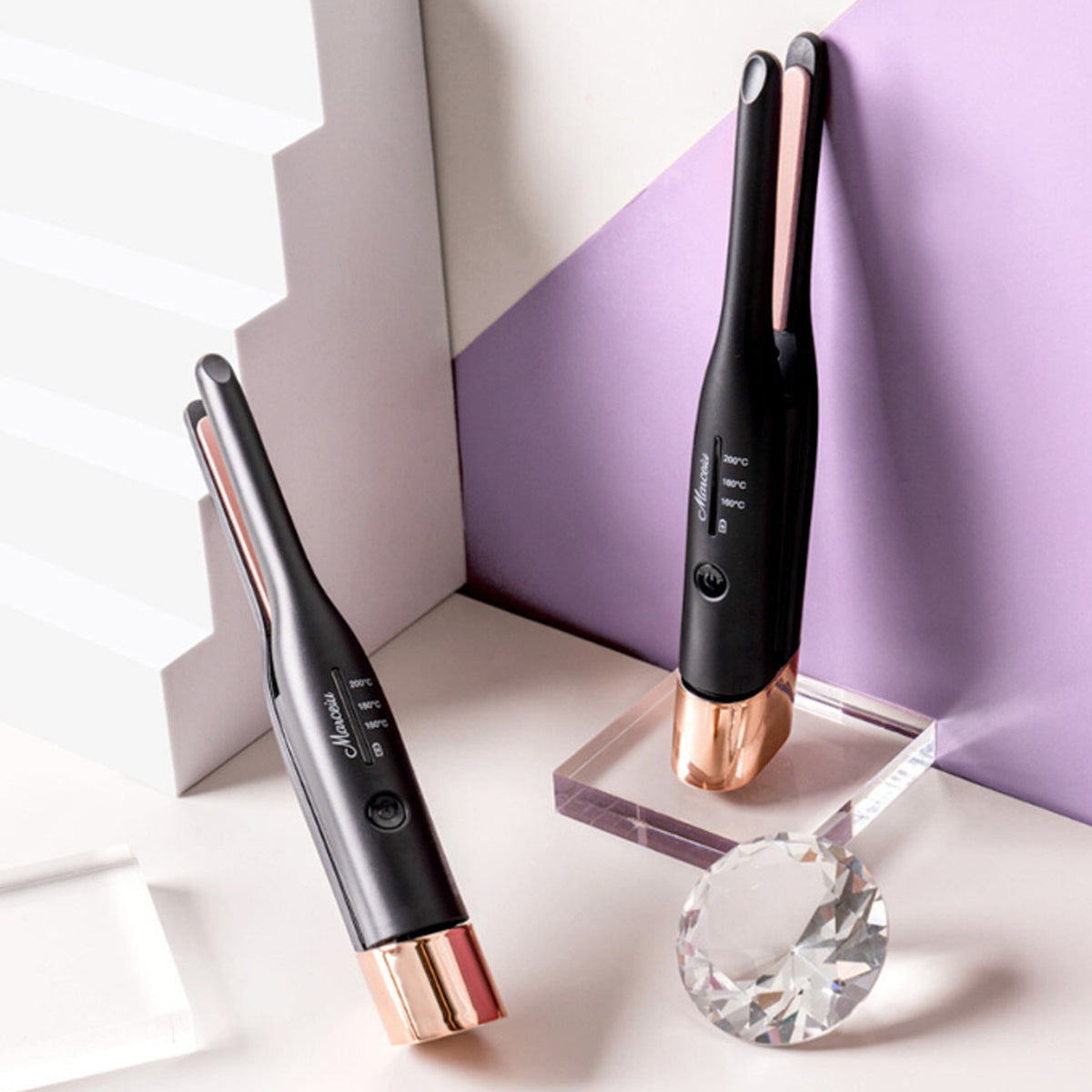 Marceiu Cordless Mini Volumizing Styler (5,000mAh Battery / Portable Iron for Bangs & Roots)