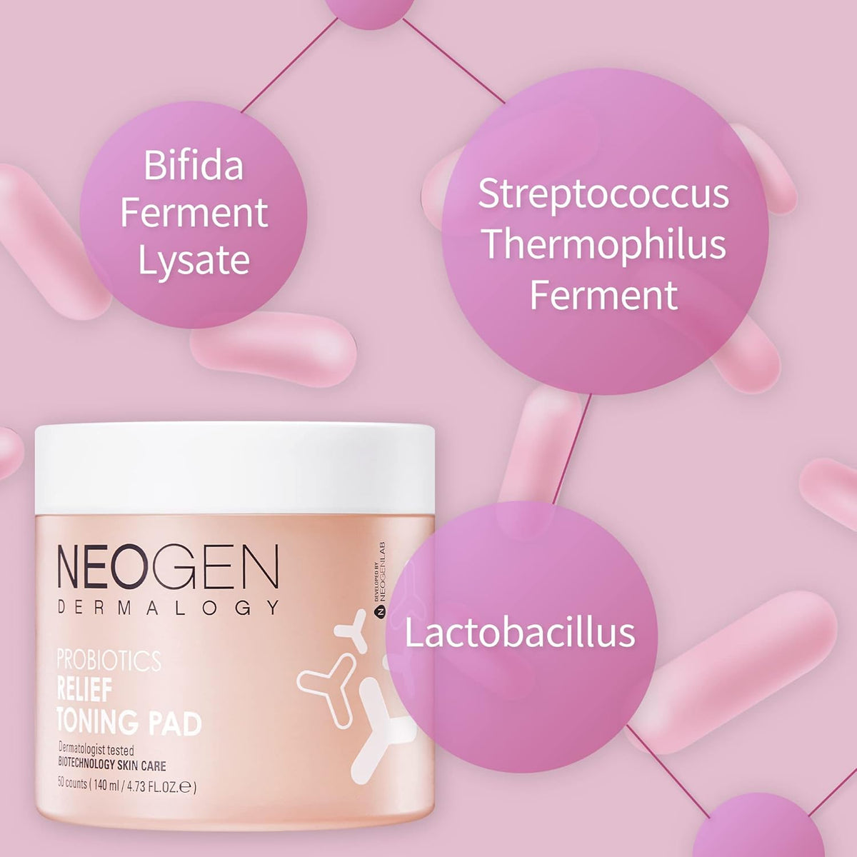 NEOGEN Probiotics Relief Toning Pads 140ml (50 Sheets)