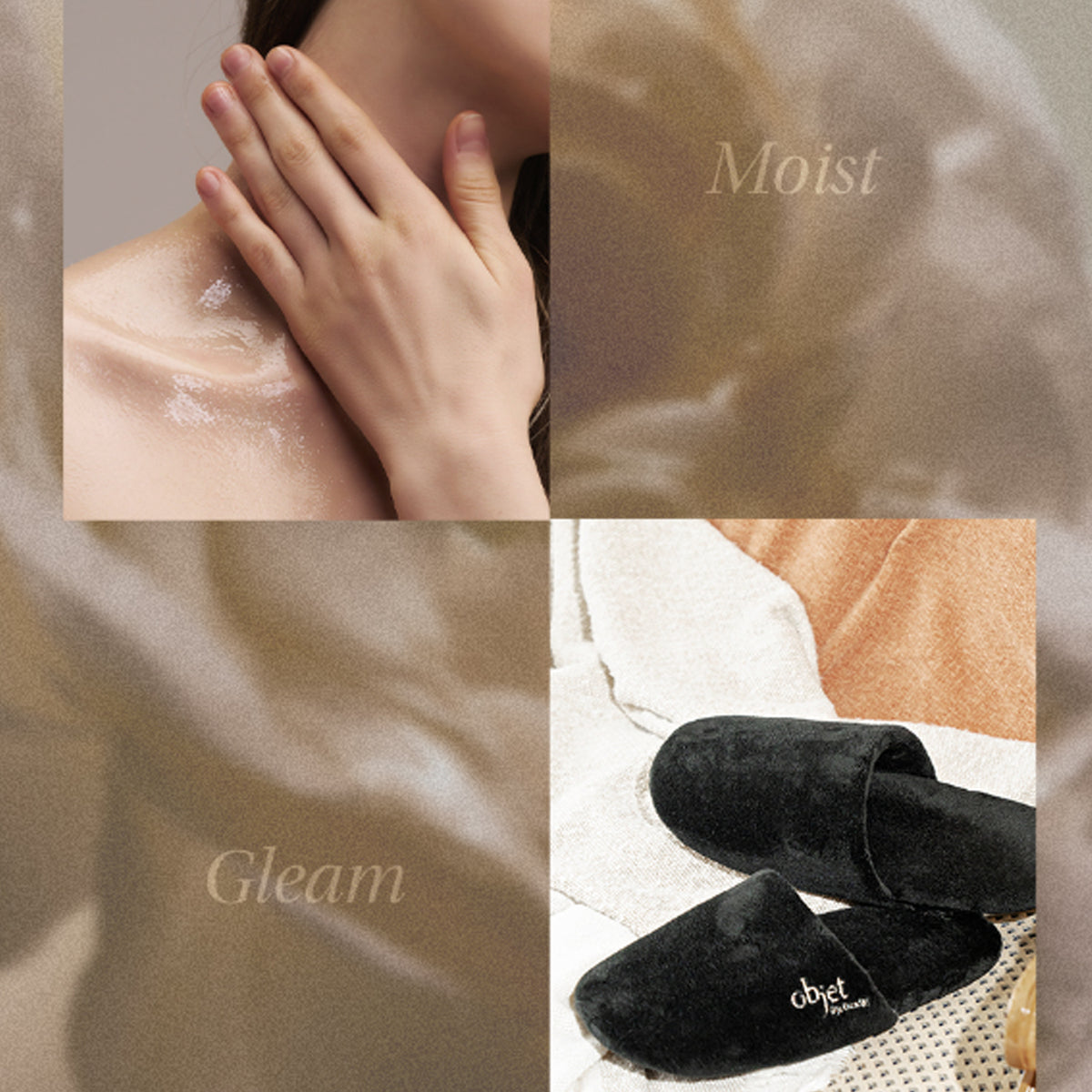 Objet by KUNDAL Moist Gleam Body Wash 450ml & Room Slippers Set