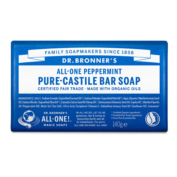 DR.BRONNER'S Peppermint Pure Castile Bar Soap 140g