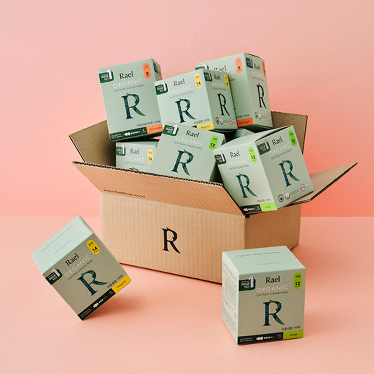 Rael Organic Cotton Cover Sanitary Pads 6-Pack Set (Medium)