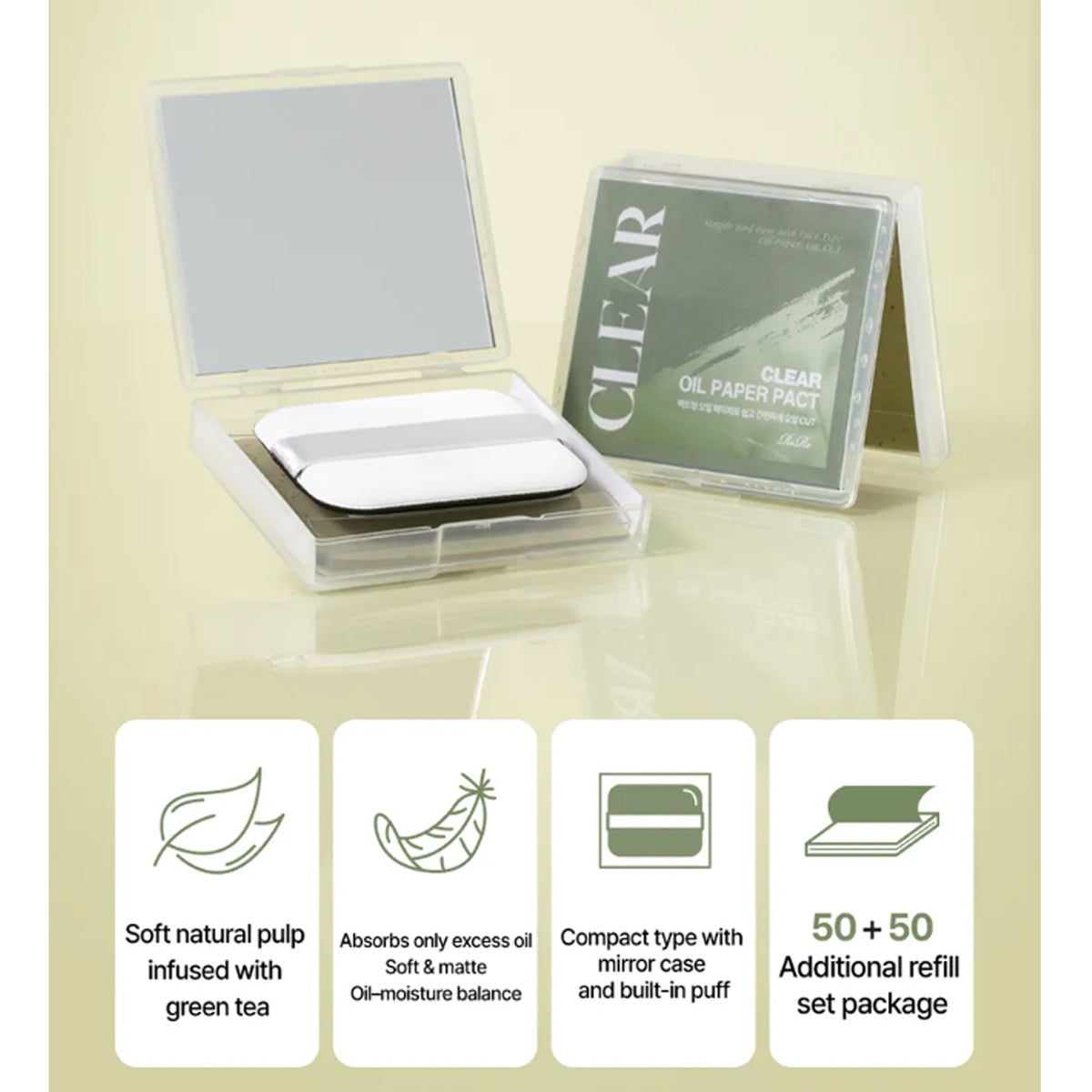 RiRe Clear Oil Paper Pact 100 Sheets