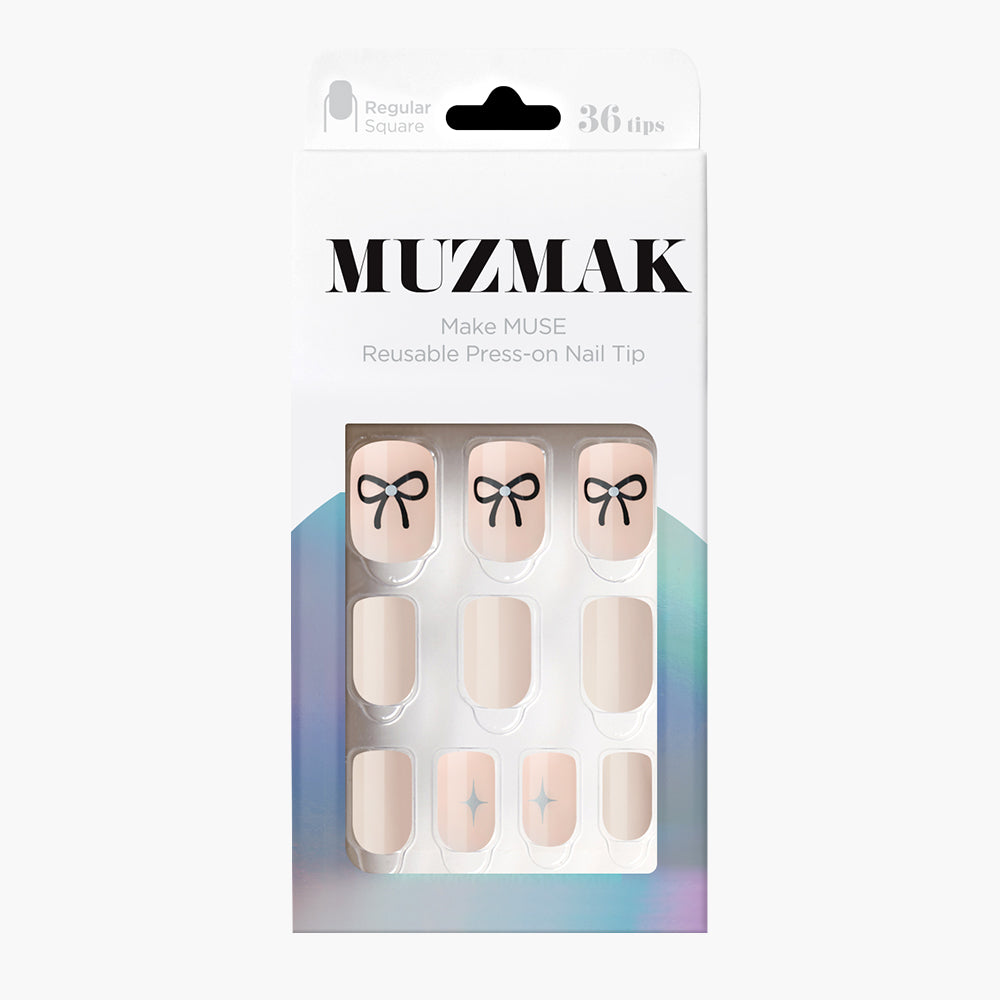 MUZMAK Nail Tips 36pcs #Ribbontie(Regular Square)