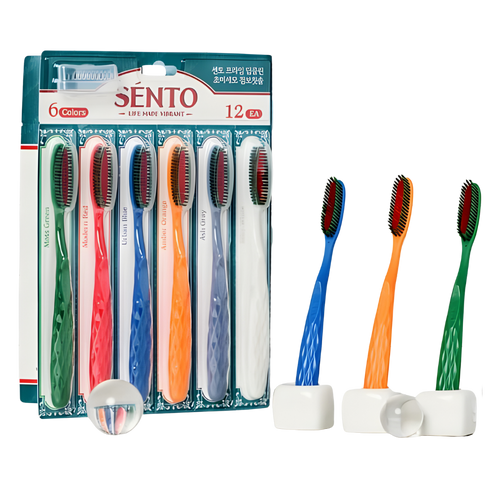 SENTO Prime Deep Clean Ultra-Fine Bristle Jumbo Toothbrush - 12 Pack