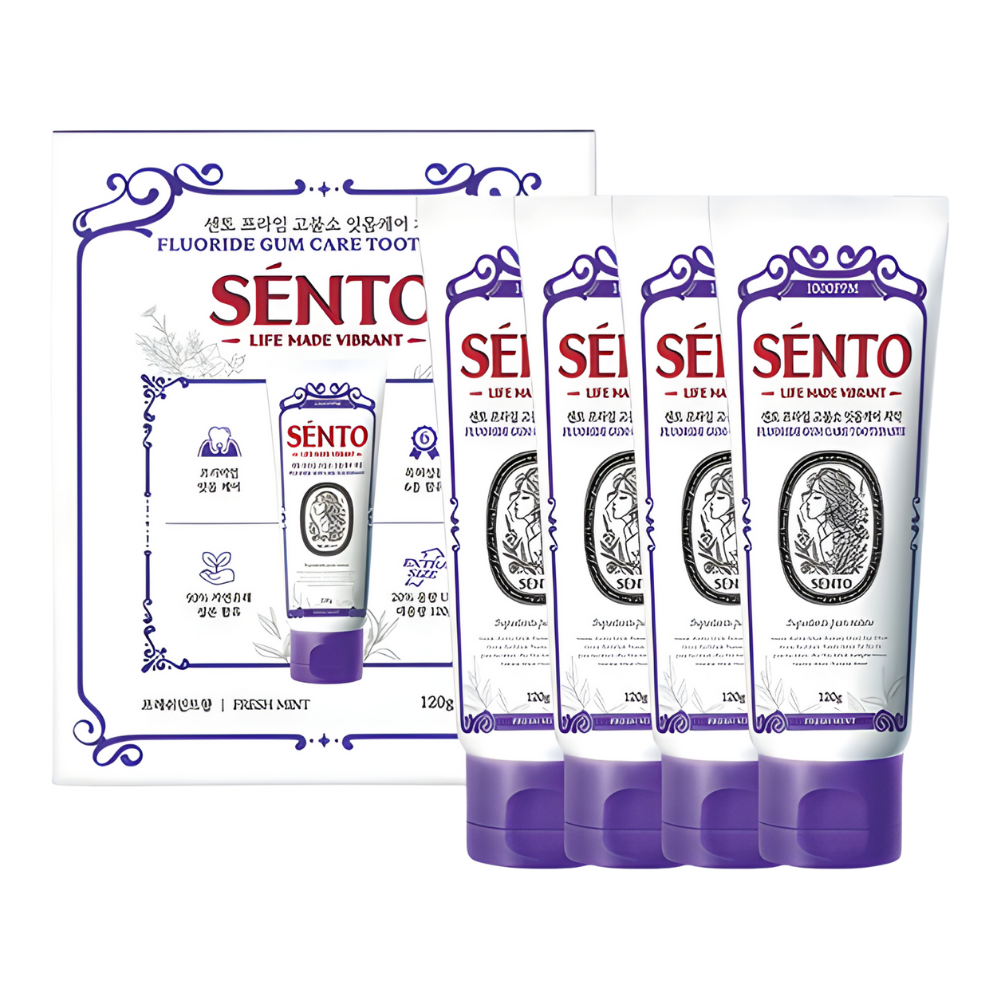 SENTO Prime High-Fluoride Gum Care Toothpaste (Fresh Mint Flavor) - 4 Pack (120g x 4)
