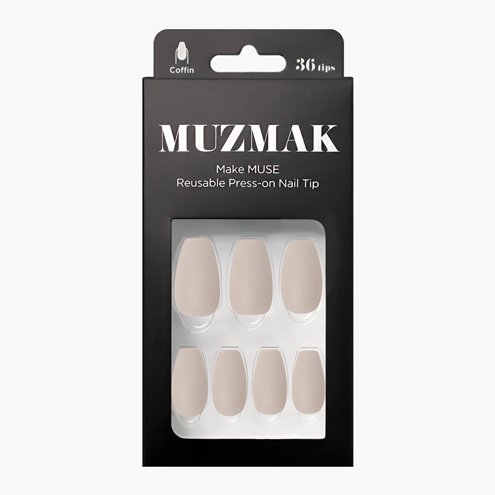 MUZMAK Nail Tips 36pcs #Sand Beige(Coffin)