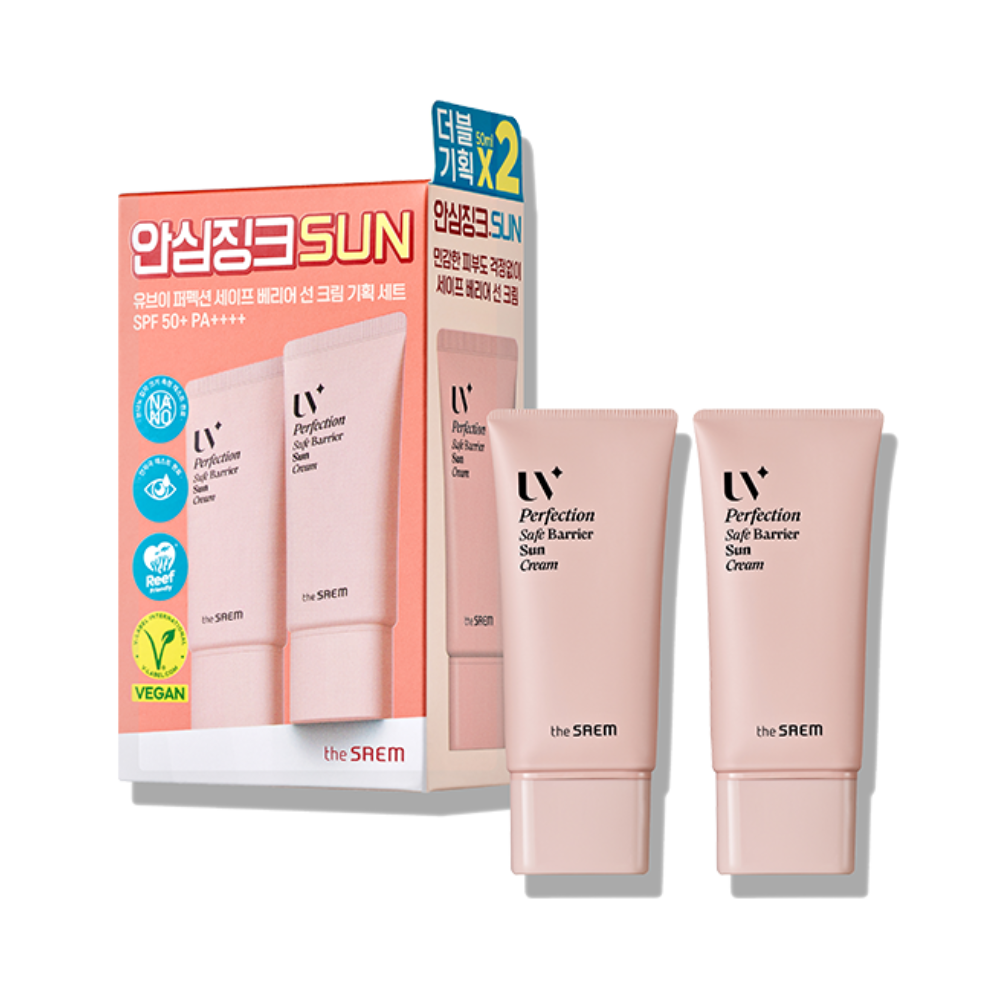 La perfección Saem UV Safe Barrier Sun Cream SPF50+PA +++++50ml+50 ml de set
