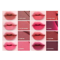 This lightweight lip tint glides on smoothly, delivering a soft, velvety matte finish that feels comfortable and long-lasting.