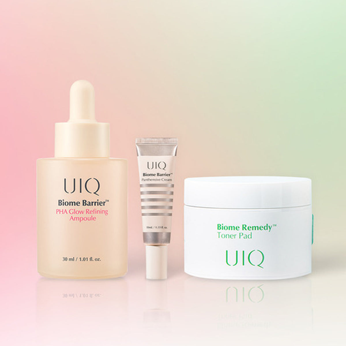 UIQ Biome Barrier PHA Glow Refining Ampoule 30ml + Remedy Toner Pad 70 Sheets + Panthensive Cream 10ml