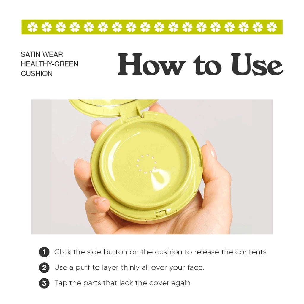 Desgashia satin use recargador de cojín verde saludable spf 30 pa ++ 15g * 21 colores