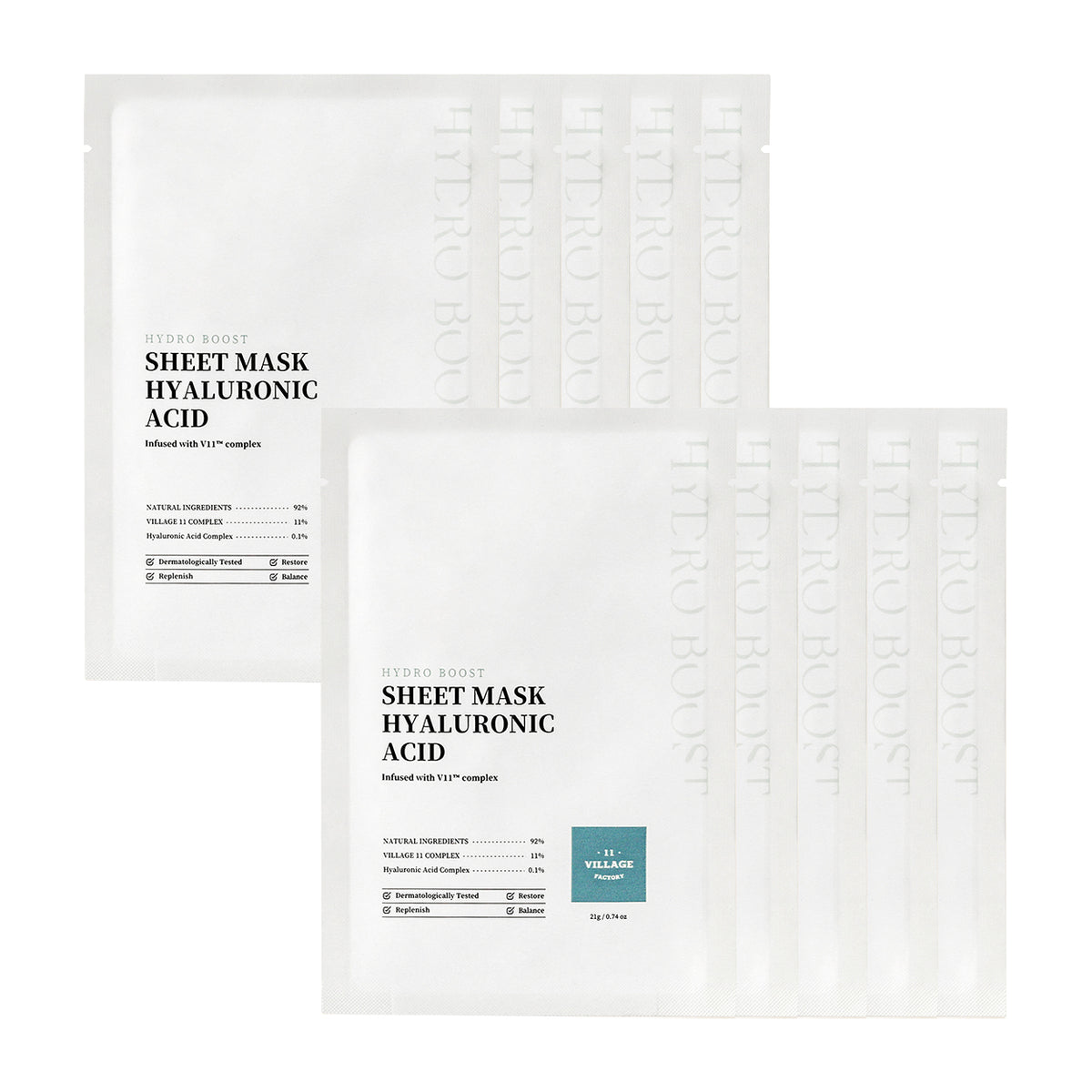 VILLAGE 11 FACTORY Hydro Boost Hyaluronic Acid Moisture Mask Pack 21g 10ea
