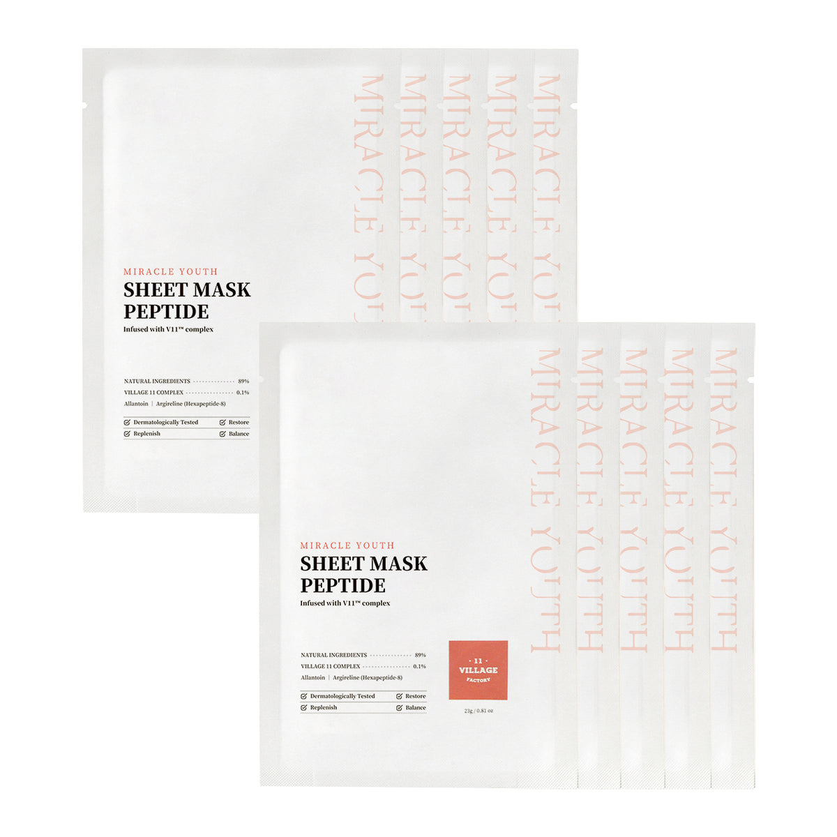 VILLAGE 11 FACTORY Miracle Youth Peptide Sheet Mask 23g 10ea