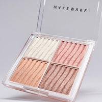 A 7.8g WAKEMAKE Glow Contouring Highlighter Palette with various shades for highlighting and contouring.
