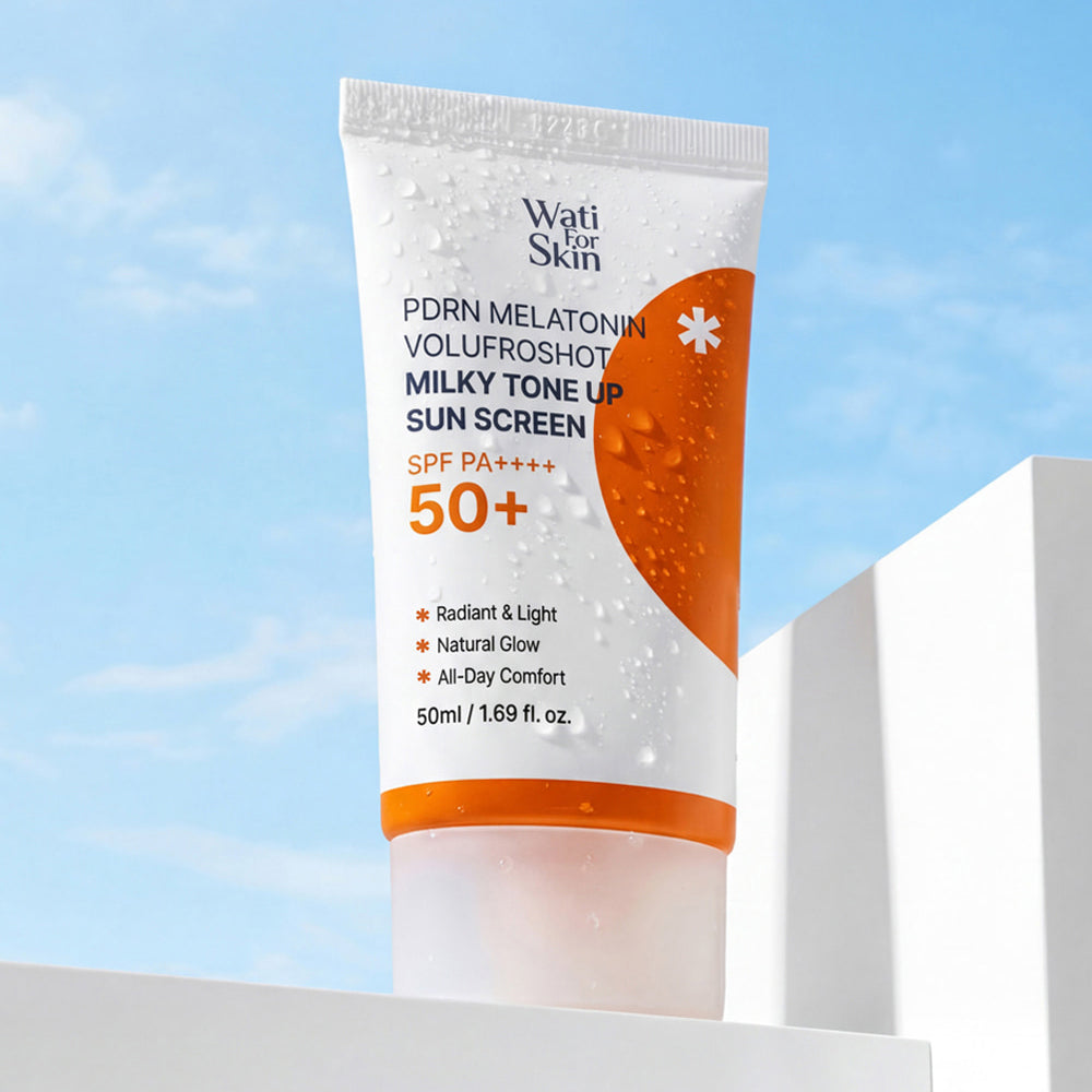 Wati For Skin PDRN Melatonin Volufroshot Milky Tone-Up Sun Screen SPF50+ PA++++ 50ml