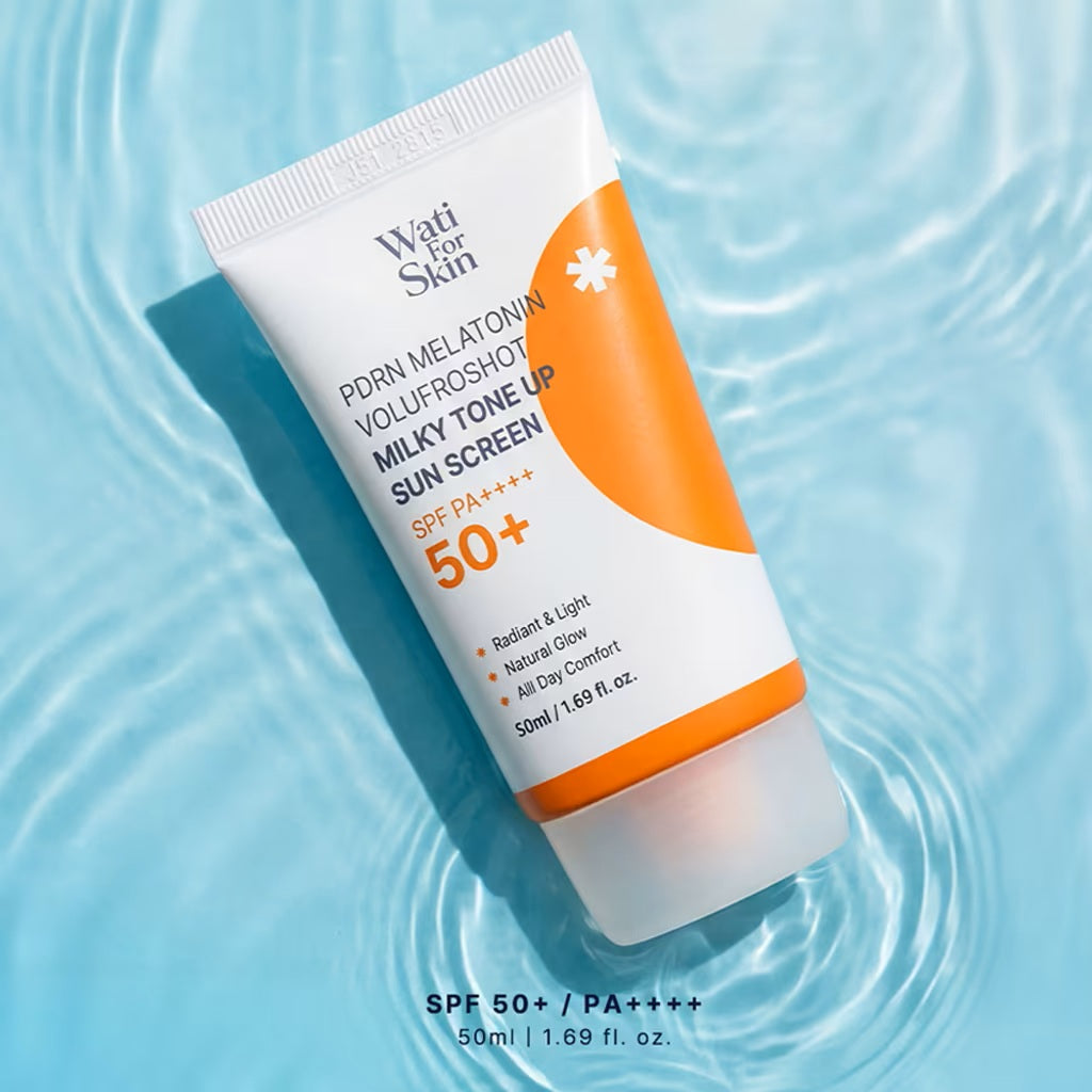 Wati For Skin PDRN Melatonin Volufroshot Milky Tone-Up Sun Screen SPF50+ PA++++ 50ml