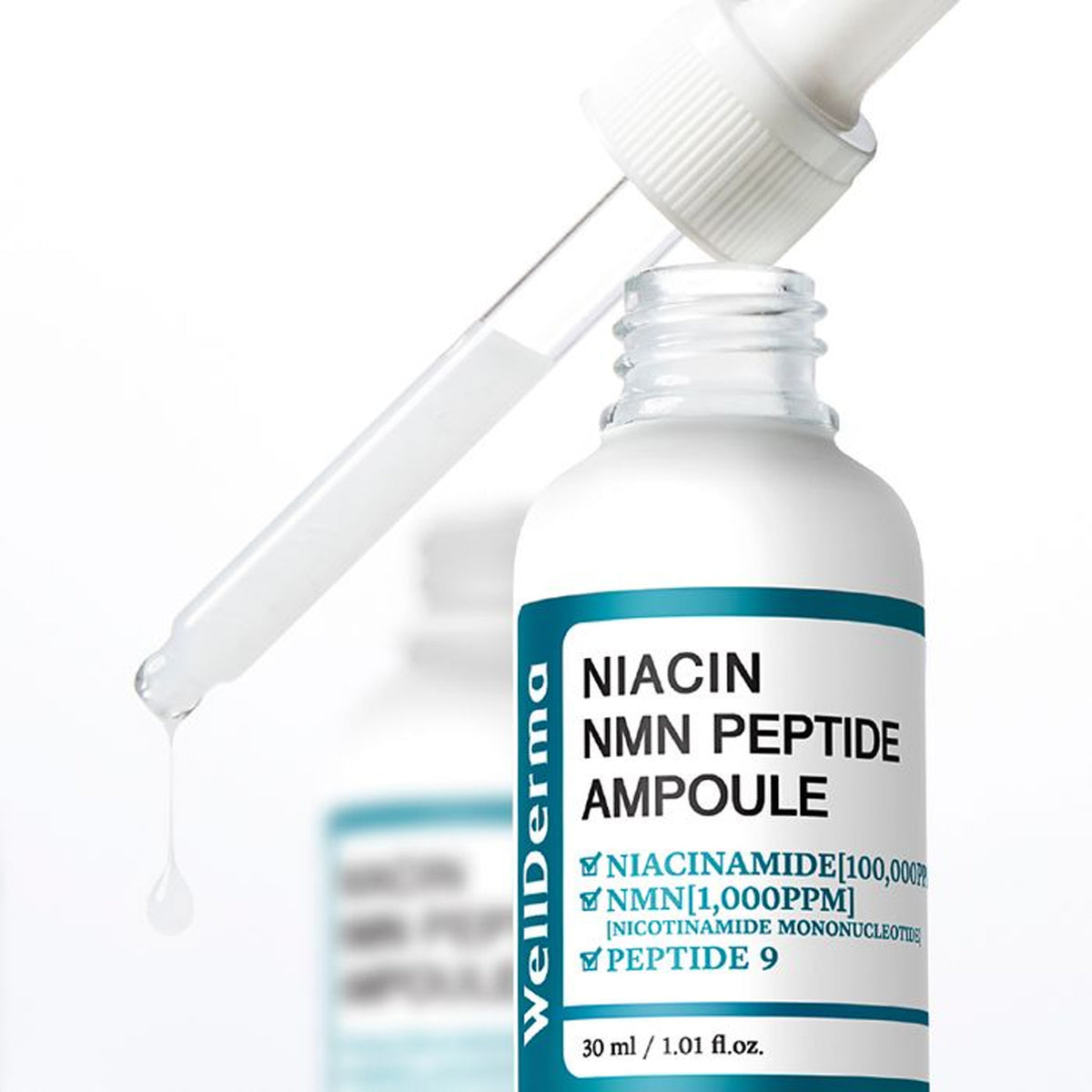 WellDerma Niacin NMN Peptide Ampoule Mask Pack (10 Sheets) + Niacin Ampoule 30ml Set