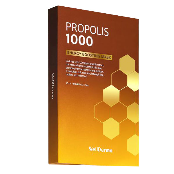 Wellderma propolis 1000 máscara de impulso de energía 1 caja 5 hojas
