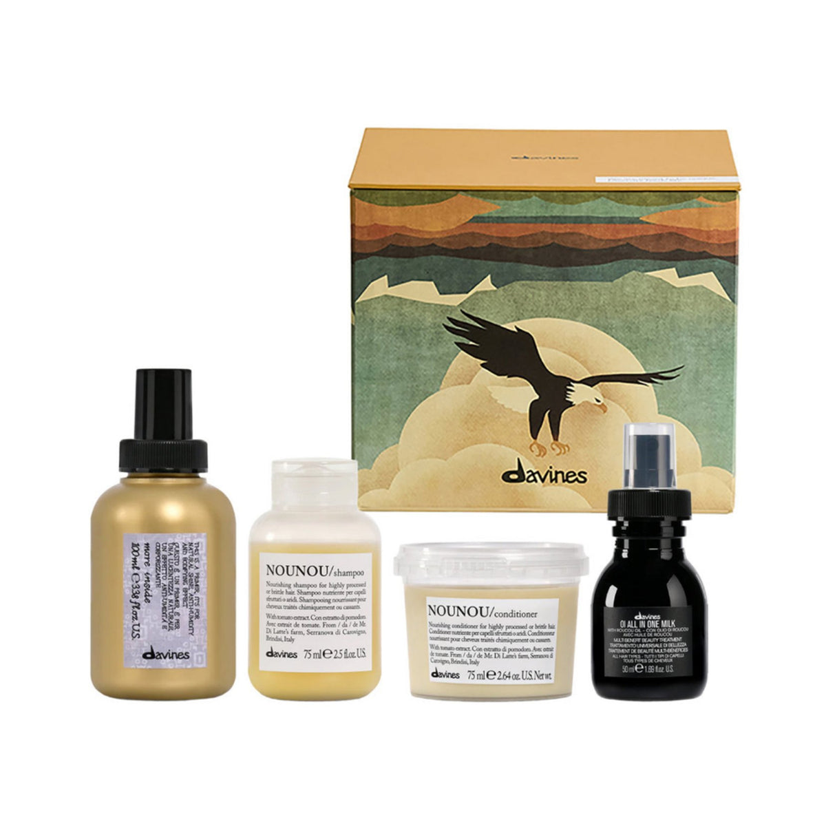 davines Discovery Kit (Nounou Shampoo, Conditioner, OI AlI In One Milk, Primer)