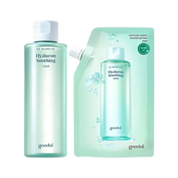 Goodal Heartleaf Hyaluron Soothing Toner 350ml with a 350ml refill, designed for hydration and soothing skin care.