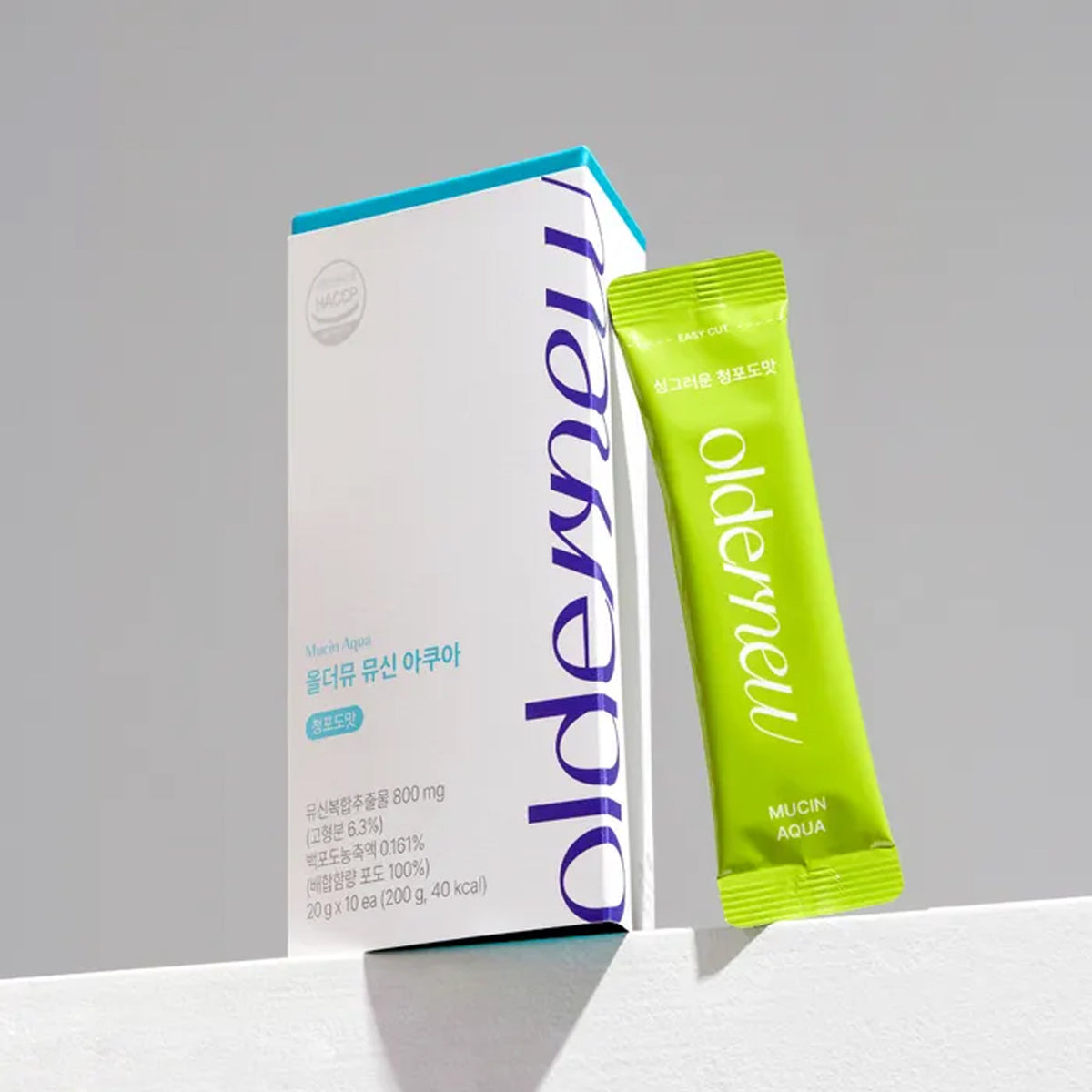 oldernew Mucin Aqua (Green Grape Flavor) - 20g x 20 Sticks (2 Boxes)