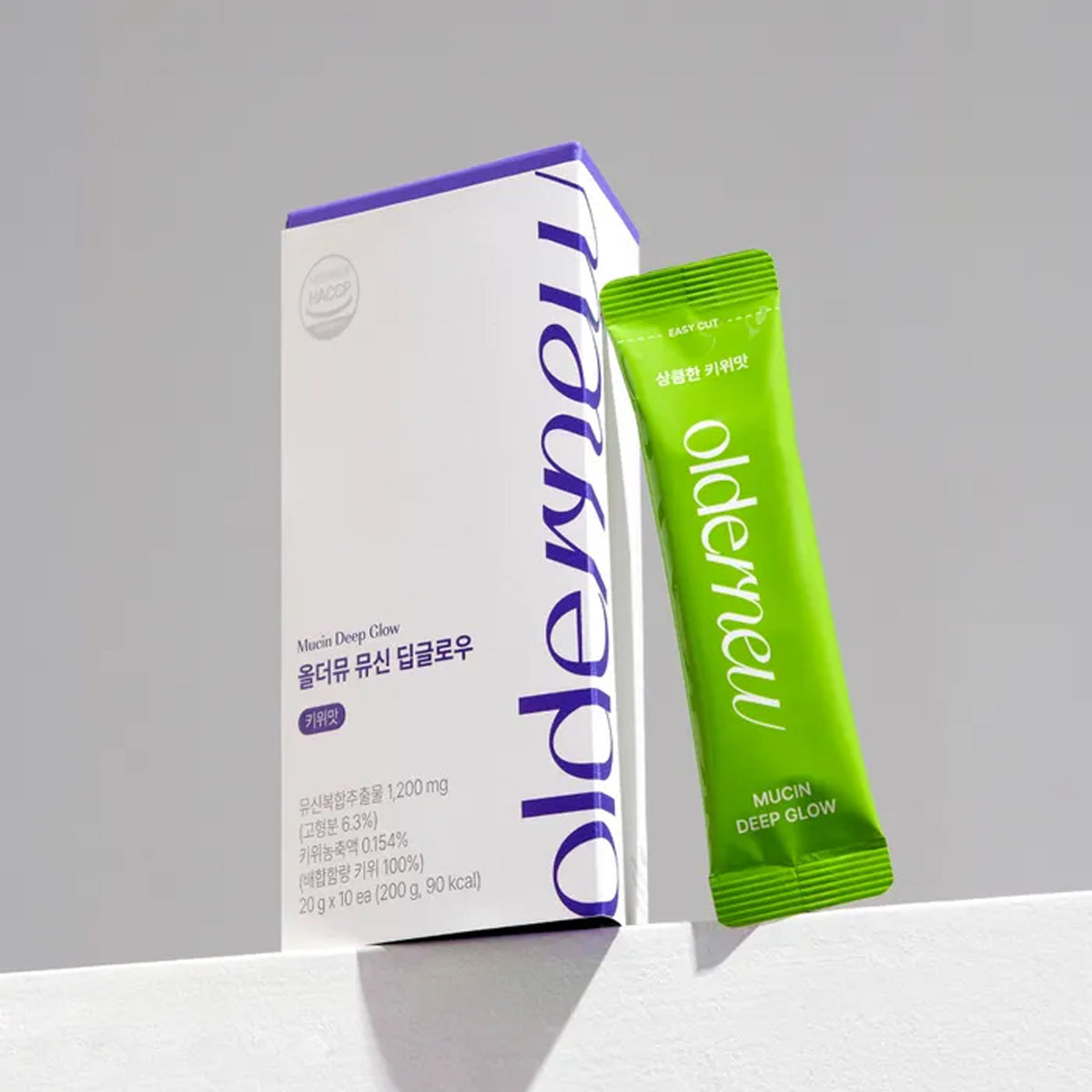 oldernew Mucin Deep Glow (Kiwi Flavor) - 20g x 20 Sticks (2 Boxes)