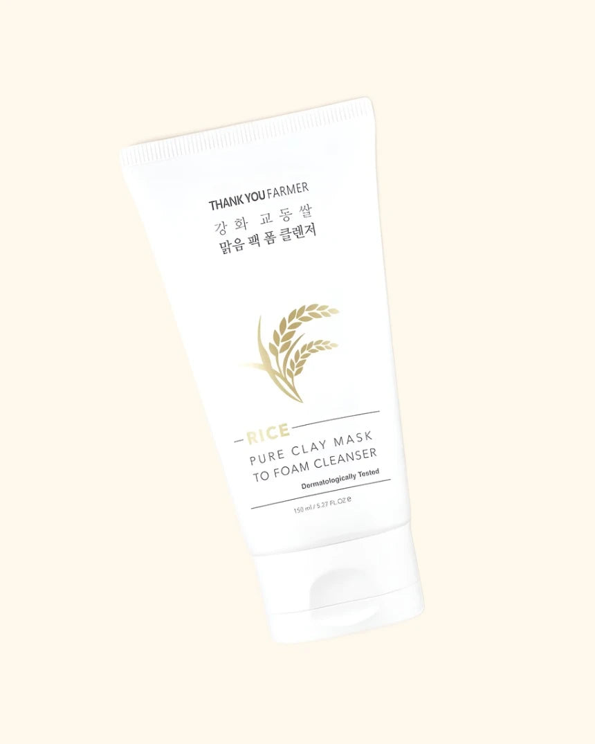 THANK YOU FARMER Rice Pure Clay Mask to Foam Cleanser 150ml - DODOSKIN
