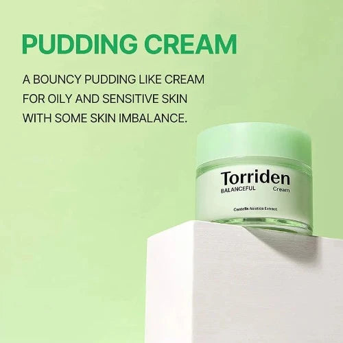 "Torriden Balanceful Cica Cream: Soothes and repairs skin with calming Cica extract for a balanced, healthy complexion."