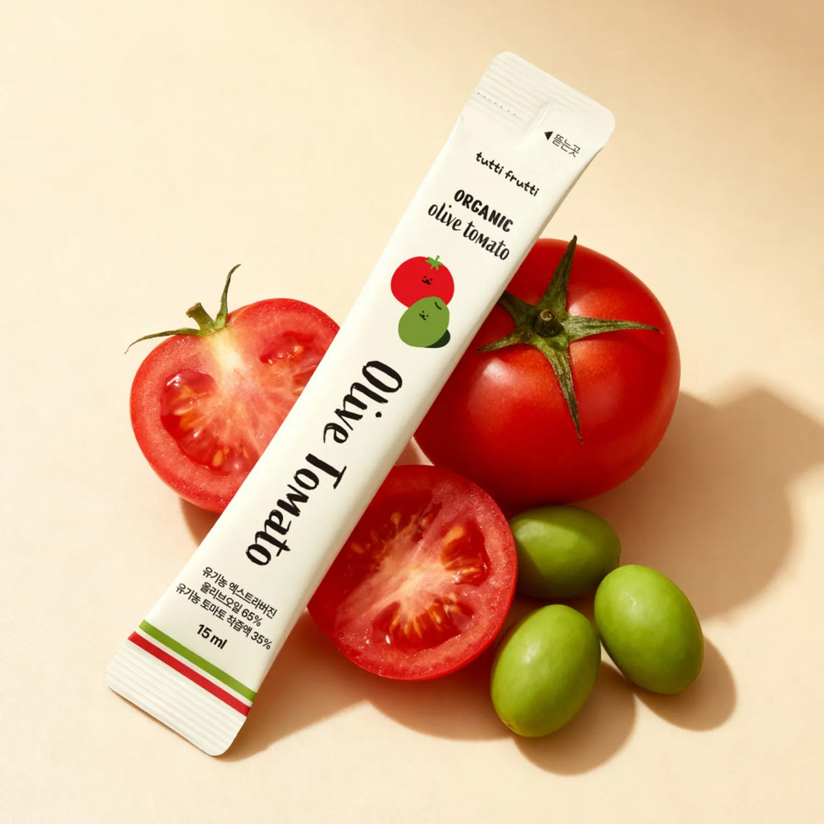 tutti frutti Organic Extra Virgin Olive & Tomato Shot 1 Box (15ml x 14 Sticks)