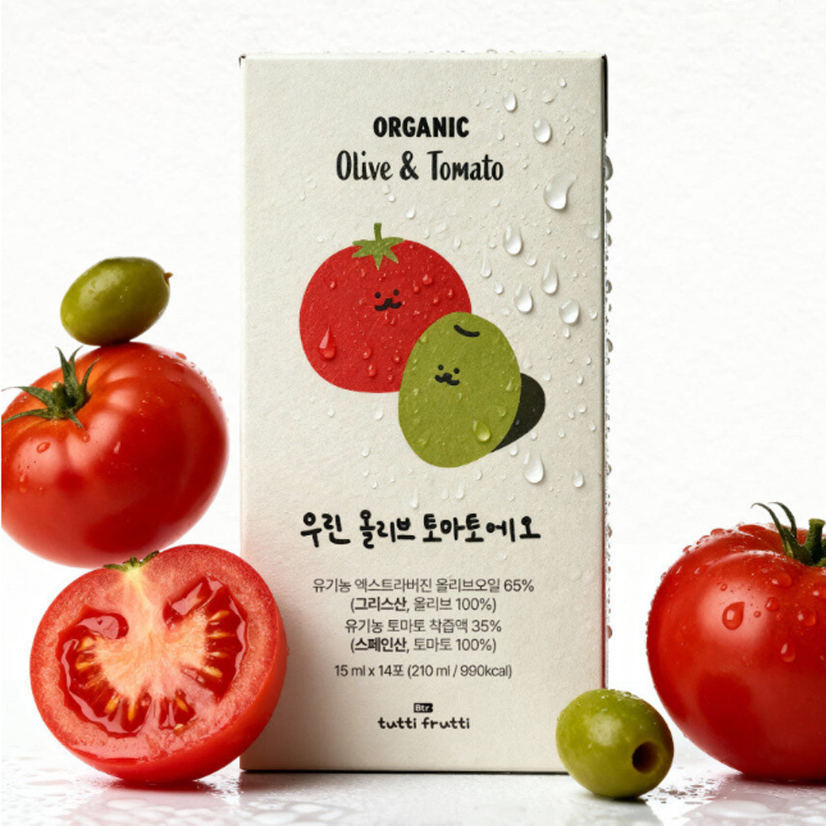 tutti frutti Organic Extra Virgin Olive & Tomato Shot 1 Box (15ml x 14 Sticks)