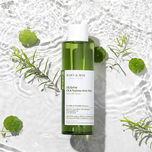 Mary&May Vegan Cica Teatree AHA PHA Blemish Toner 200ml - DODOSKIN