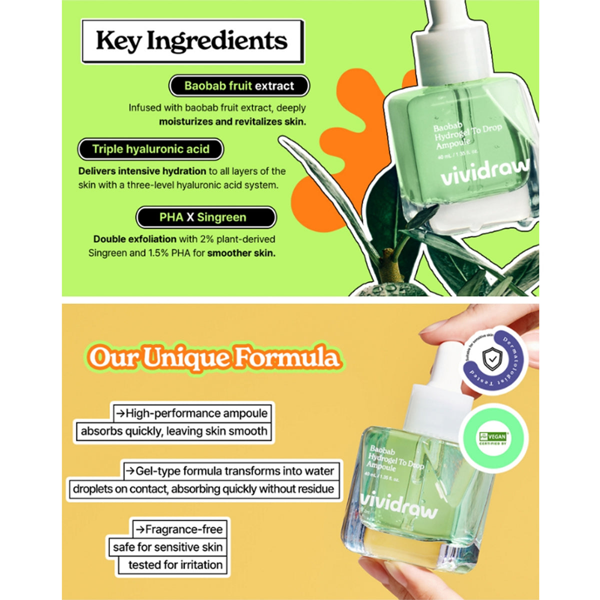 vividraw Baobab Hydrogel To Drop Ampoule 40ml