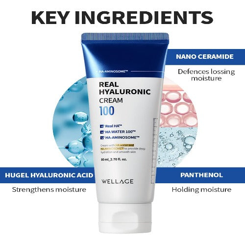 WELLAGE Real Hyaluronic 100 Cream 80ml - DODOSKIN