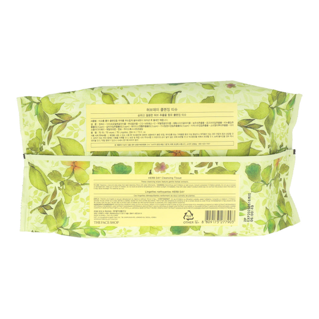 THE FACE SHOP Herb Day Cleansing Tissue (70sheets) - Dodoskin