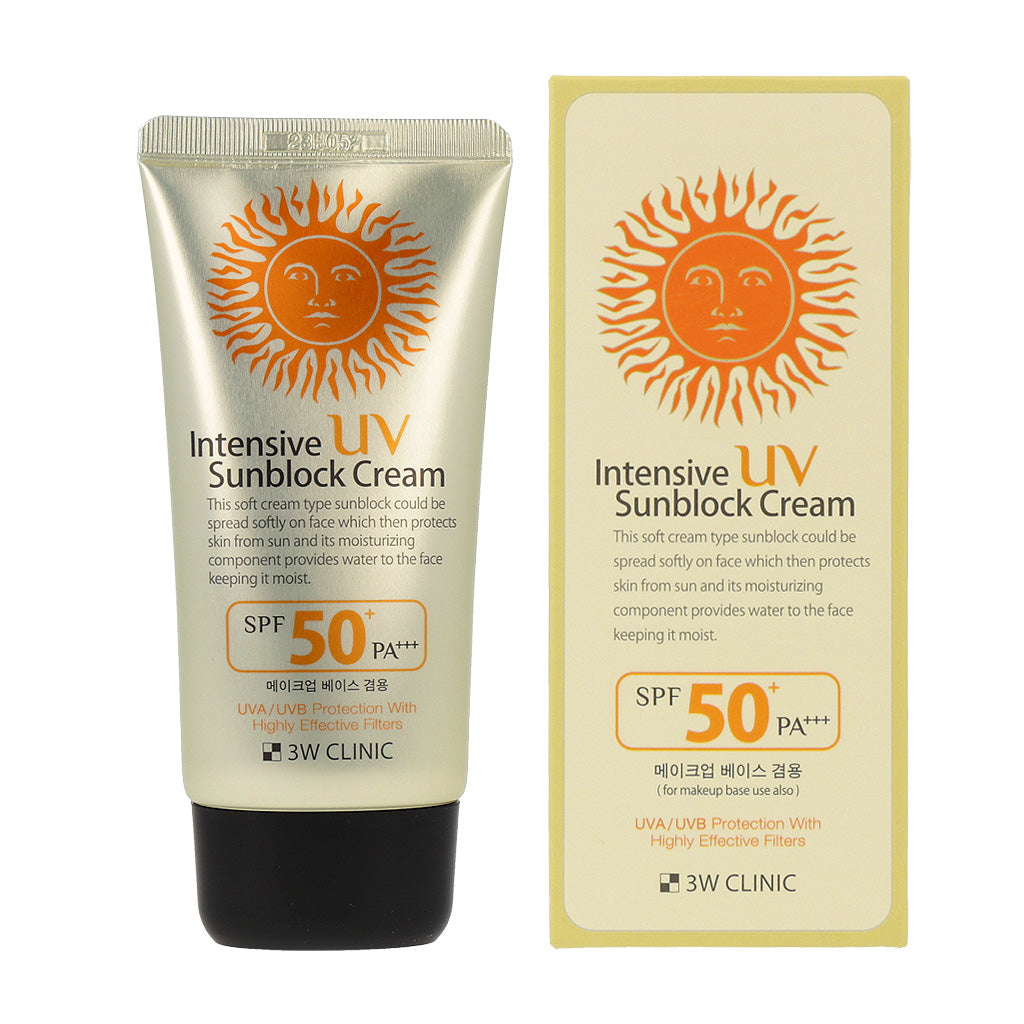 3W CLINIC Intensive UV Sun Block Cream SPF50+ PA+++ 70ml - Dodoskin