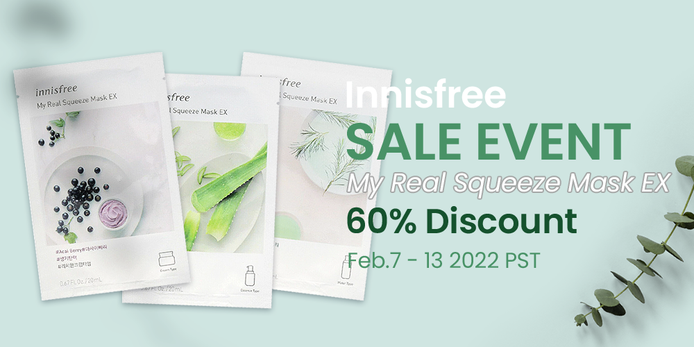 INNISFREE SALE EVENT MY REAL SQUEEZE MASK EX 10EA 60% OFF **END
