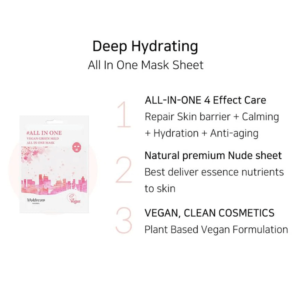 Muldream Vegan Green Mild All In One Mask 25ml *10ea - DODOSKIN
