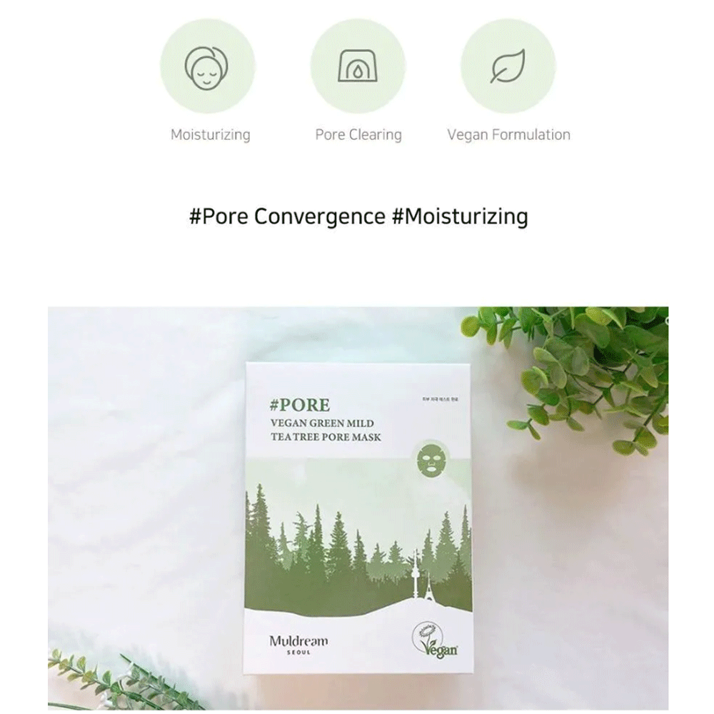 (NEWA) Muldream Vegan Green Mild Tea Tree Pore Mask 25ml *10 pcs - DODOSKIN