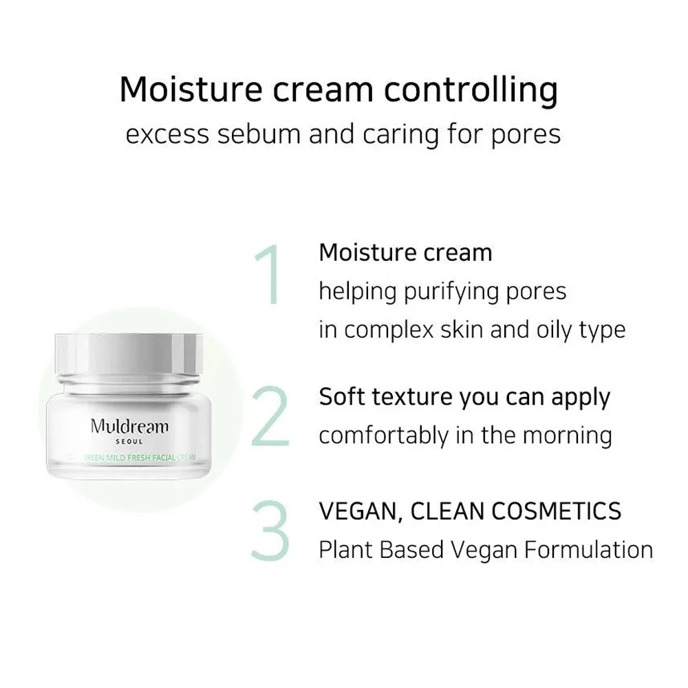 Muldream Vegan Green Mild Fresh Facial Cream 60ml - DODOSKIN