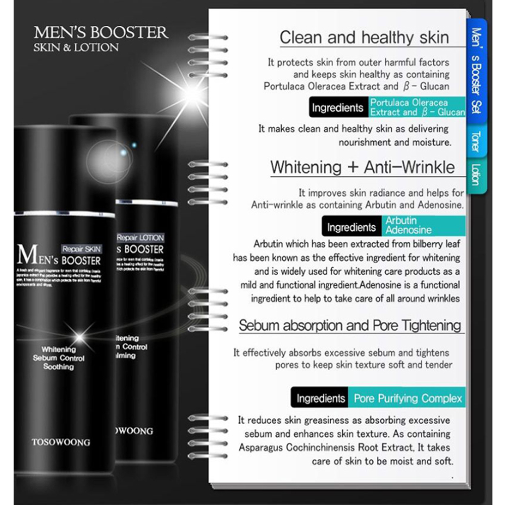 TOSOWOONG Men's Booster Repair Skin Toner Lotion Set - DODOSKIN
