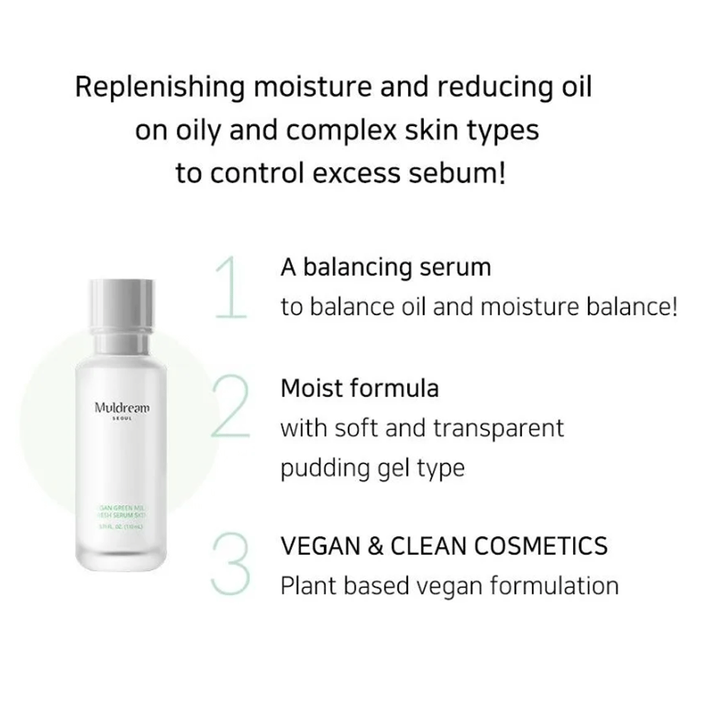 Muldream Vegan Green Mild Fresh Serum Skin 110ml - DODOSKIN