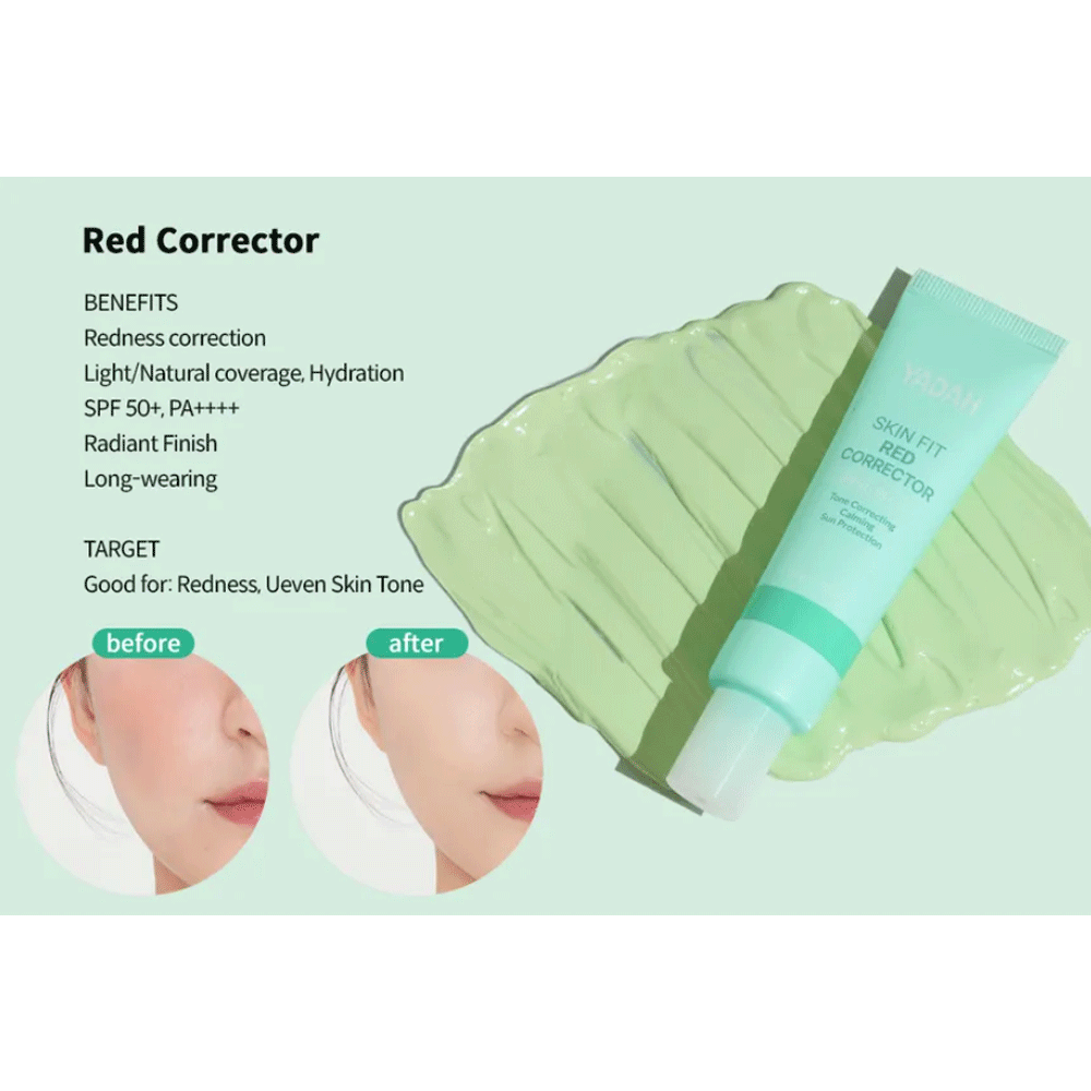 (NEWA) YADAH Skin Fit Red Corrector SPF50+ PA++++ 30g - DODOSKIN