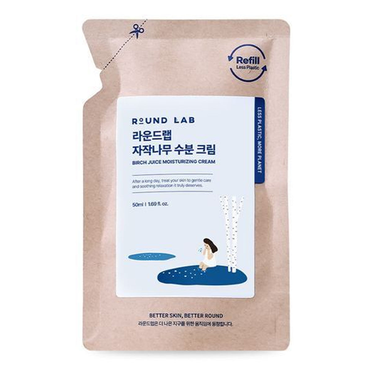 ROUND LAB Paquete de recarga de 50 ml de crema hidratante de jugo de abedul