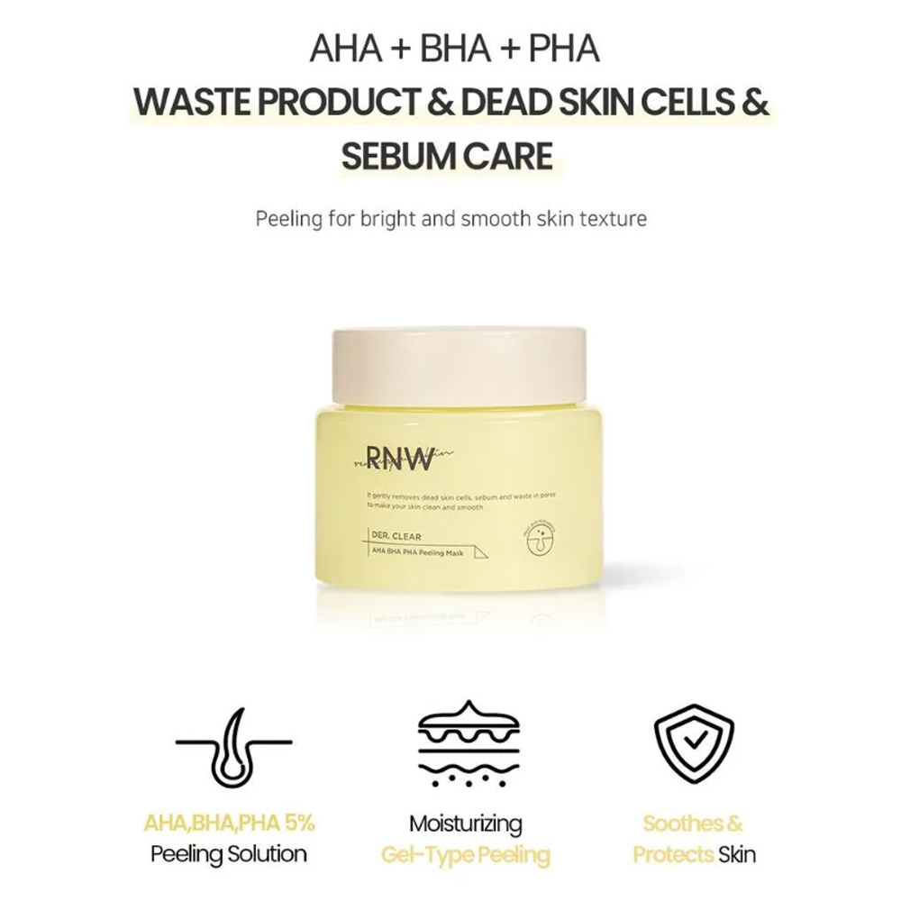 RNW DER. CLEAR AHA BHA PHA Peeling Mask 90ml - DODOSKIN