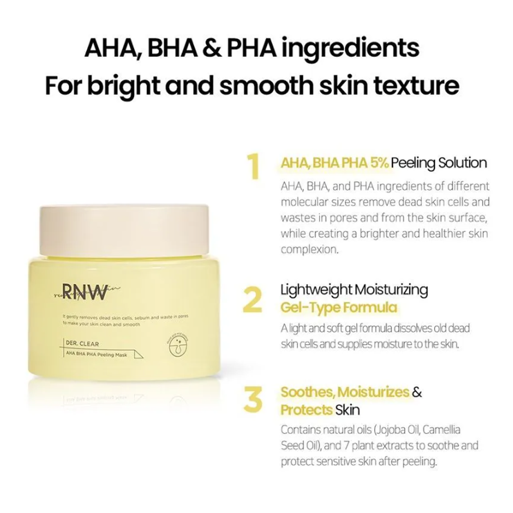 RNW DER. CLEAR AHA BHA PHA Peeling Mask 90ml - DODOSKIN