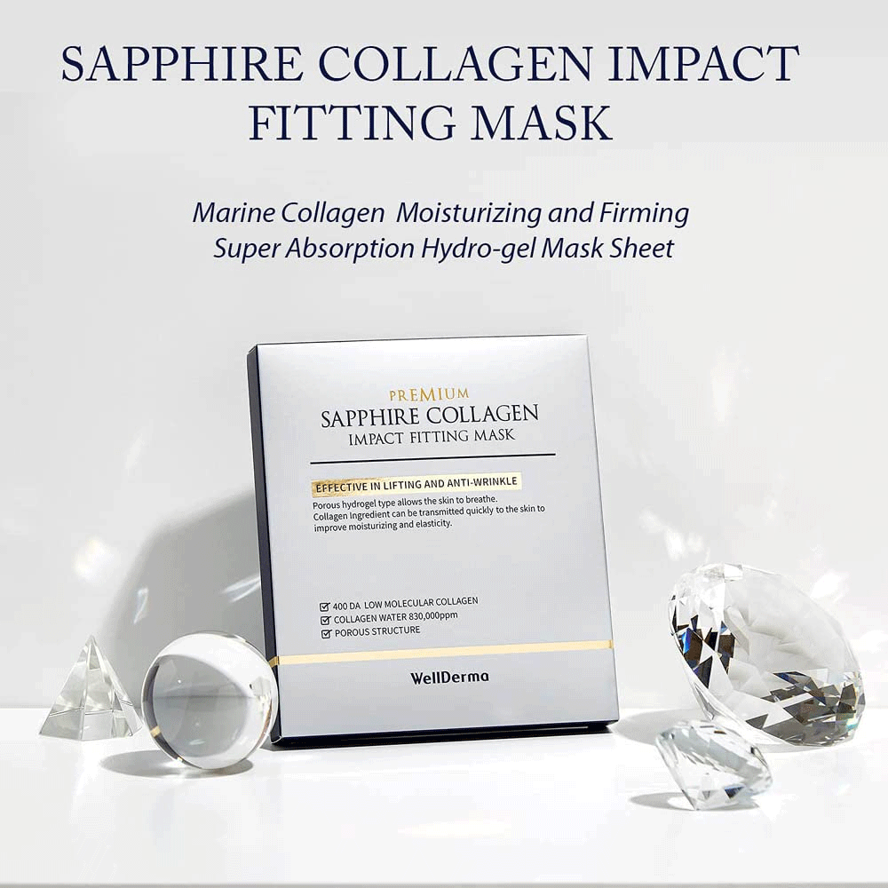 (NEWA) WellDerma Premium Sapphire Collagen Impact Fitting Mask 25g *4 pcs - DODOSKIN