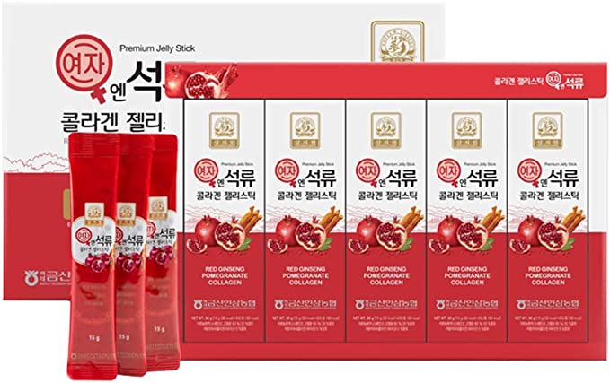 (US EXCLUSIVE) [SAMJIWON] Korean Beauty Baekje Geumsan Women&#39;en Pomegranate Collagen Jelly Stick 5.1oz/30 Count (5 Pack)-Dodoskin