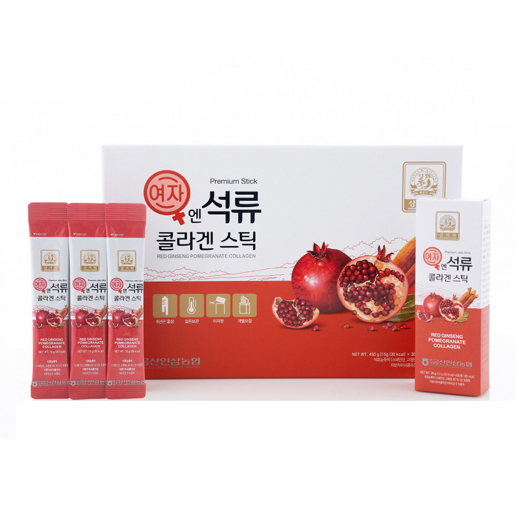 (US STOCK) SAMJIWON Korean Beauty Baekje Geumsan Women's Pomegranate Collagen Jelly Stick 5.1oz / 30 Count (5 Pack) - DODOSKIN