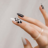 MUZMAK Nail Tips 36pcs #Chess Black(Almond)