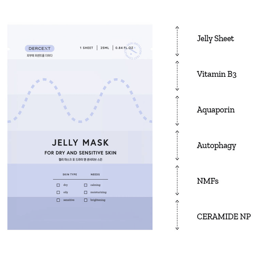 DERCENT Jelly Mask for Dry And Sensitive Skin 25ml - DODOSKIN